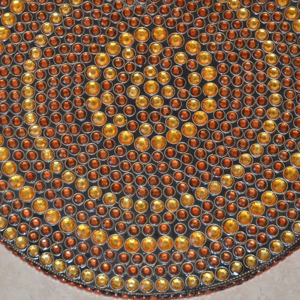 KIM SEYBERT HOLIDAY FALL BROWN GOLD CRYSTAL BEADED PLACEMAT CHARGER CENTERPIECE